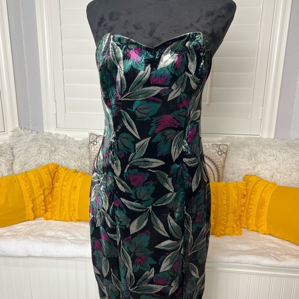 Vintage Betty & Sheila Burnout Velvet Floral Cocktail Dress 80s 90s Y2K Party - Picture 17 of 17